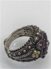 Barbara Bixby Sterling Silver 925 18K Gold Pink Garnet Flower Ring size 6